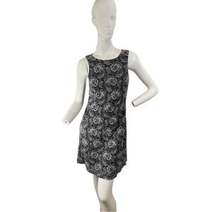 𝅺PJLA Black and White Floral sleeveless Textured Mini Dress Woman’s Size Medium